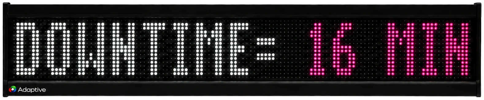 Alpha 4120 RGB full color LED display met productiestilstand-melding