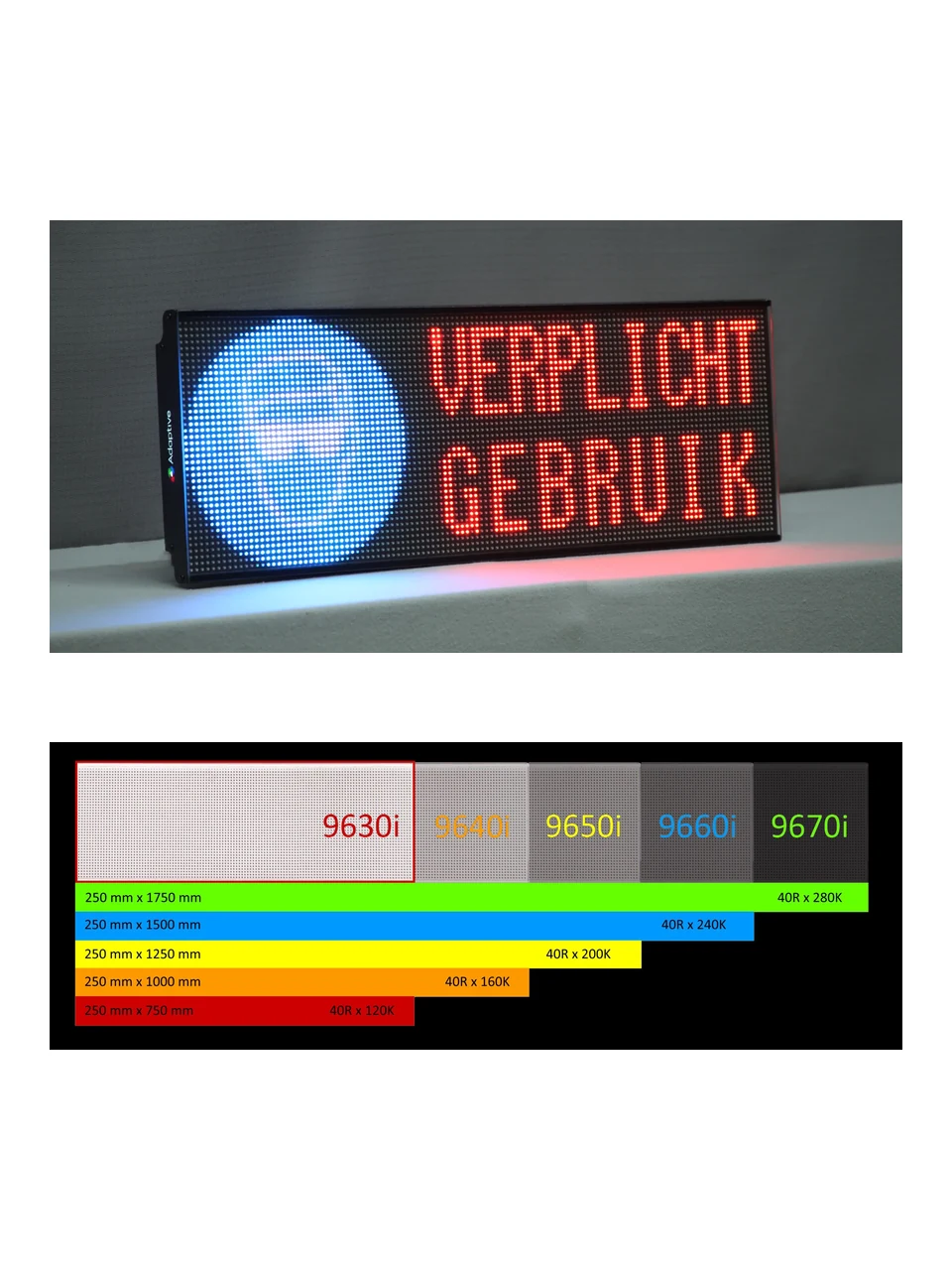 Alpha 9000 RGB grafische indoor LED-display met modelselectie